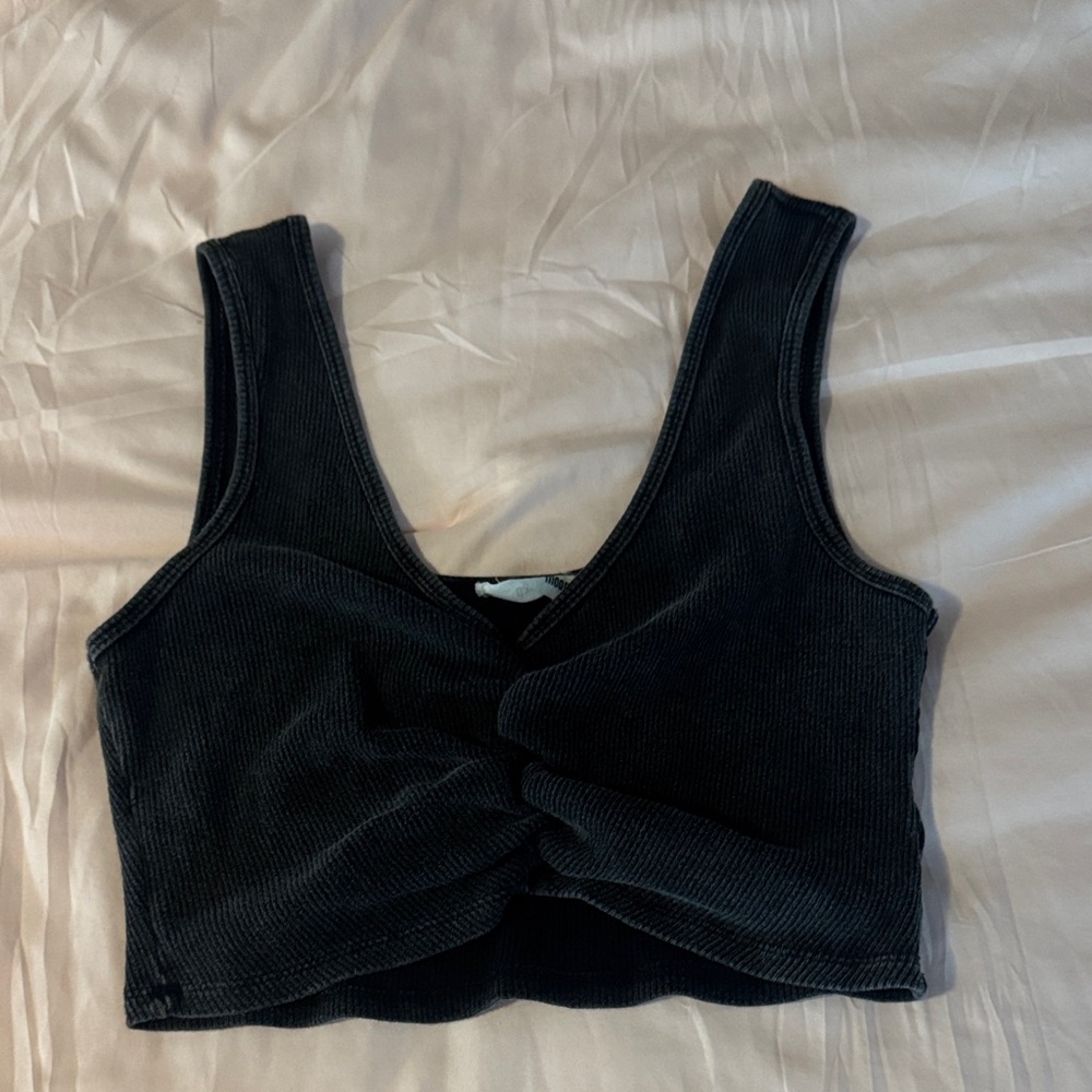 Black Ribbed Women's Crop Top